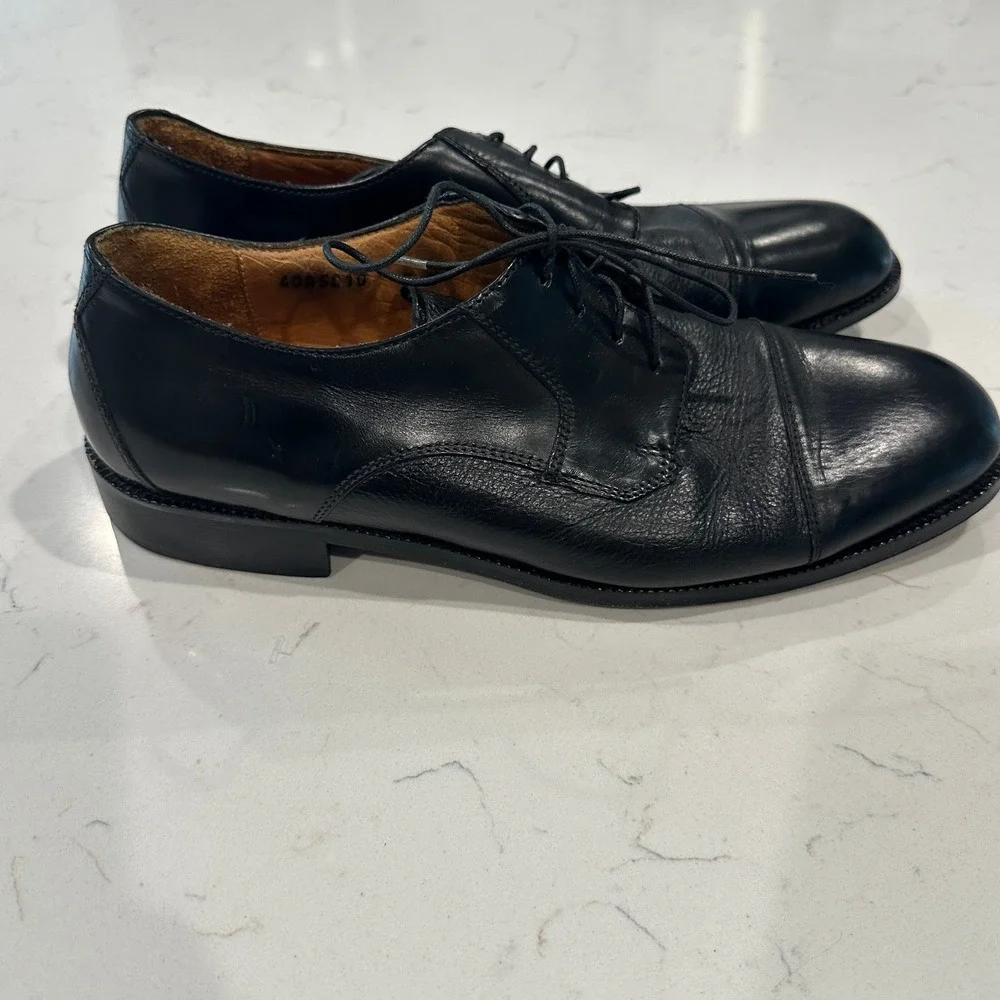 Pronto Uomo Firenze Mens Black Leather Cap Toe Oxford Dress Shoes Italy 9